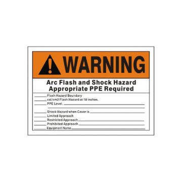 Warning:  Arc Flash And Shock Hazard Appropriate PPE Required ---Flash sign - AF-651923 Warning:  Arc Flash And Shock Hazard Appropriate PPE Required ---Flash sign, Plastic (.040), 7X10