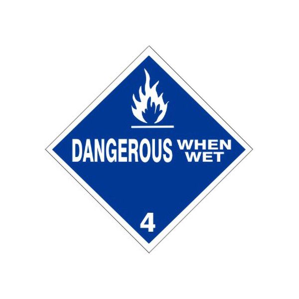Flame Picto  Dangerous When Wet 4, Adhesive Vinyl, 4x4