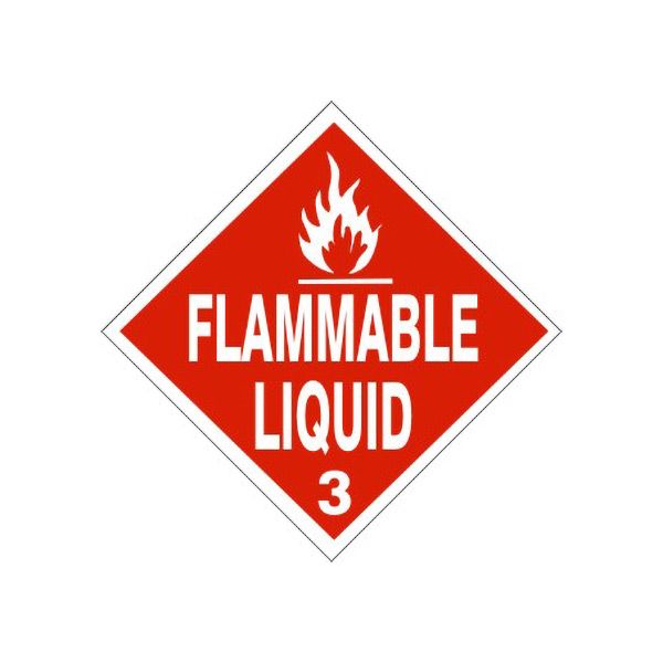 Flame Picto  Flammable Liquid  3, Adhesive Vinyl, 4x4