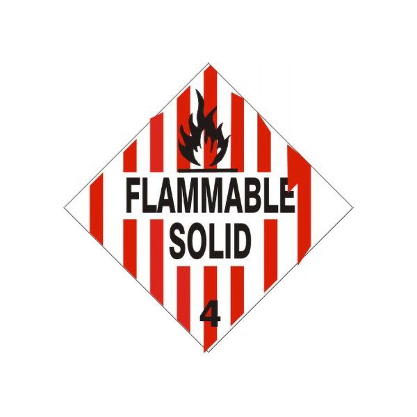 Flame Picto  Flammable Solid  4, Adhesive Vinyl, 4x4