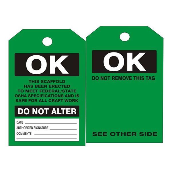 Scaffold Ok Tags, Tagboard, 6.125X3