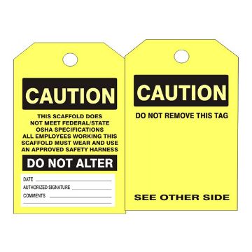 Scaffold Tag/ Caution  This Scaffold Does Not Meet Federal/State - TB-713 Scaffold Tag/ Caution  This Scaffold Does Not Meet Federal/State, Tagboard, 6.125X3