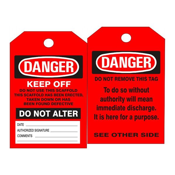 Danger Scaffold Tags, Tagboard, 6.125X3